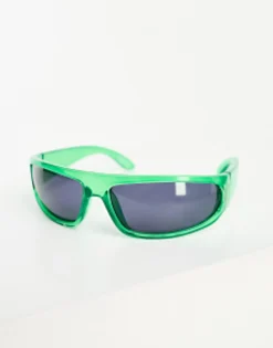 Sunglasses*DESIGN Wrap Visor Sunglasses In Crystal Green
