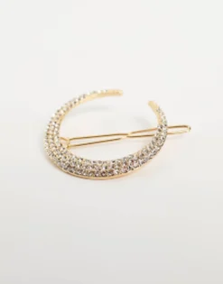 Hair Accessories*DesignB London Crescent Hair Clip With Rhinestones In Gold