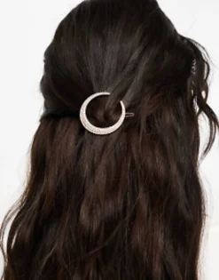 Hair Accessories*DesignB London Crescent Hair Clip With Rhinestones In Gold