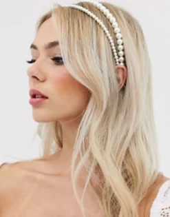 Hair Accessories*DesignB London Double Row Headband In Pearl
