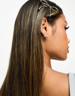 Hair Accessories*DesignB London Molten Bow Detail Hair Clip In Silver