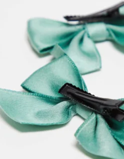 Hair Accessories*DesignB London Pack Of 2 Bow Hair Clips In Mint
