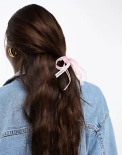 Hair Accessories*DesignB London Pack Of 2 Organza Mini Hair Ribbons In Pink