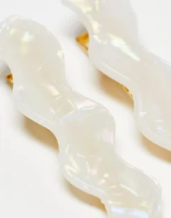 Hair Accessories*DesignB London Pack Of 2 Wavy Hair Clips In Resin White