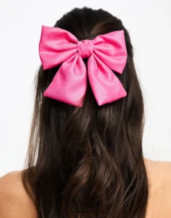 Hair Accessories*DesignB London Satin Hair Bow Clip Hot Pink