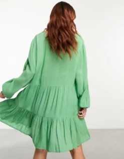 Swimwear & Beachwear*Esmée Esmee Exclusive Beach Tiered Smock Mini Summer Dress In Sage Green