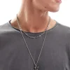 Gifts*FADED FUTURE Layered Necklace With Cherub Pendant In Silver