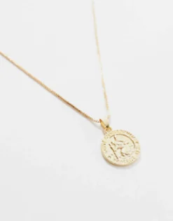 Gifts*FADED FUTURE St Christopher Coin Pendant In Gold
