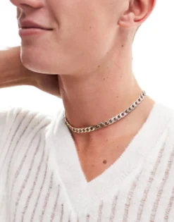 Gifts*FADED FUTURE Two Tone Antique Chain Necklace In Silver