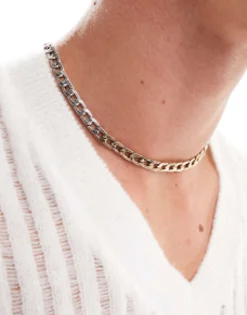 Gifts*FADED FUTURE Two Tone Antique Chain Necklace In Silver
