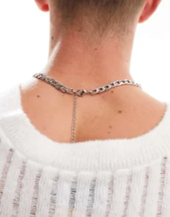 Gifts*FADED FUTURE Two Tone Antique Chain Necklace In Silver
