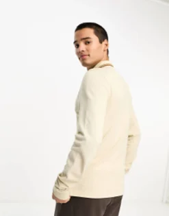 Polo Shirts*Fred Perry Twin Tipped Long Sleeve Polo Shirt In Oatmeal Beige