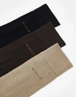 Socks*Gant 3 Pack Socks With Logo In Brown, Tan Rich Brown