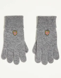 Gloves*Gant Wool Gloves In Grey With Shield Logo Dark Grey Melange