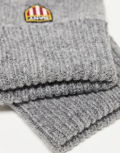 Gloves*Gant Wool Gloves In Grey With Shield Logo Dark Grey Melange