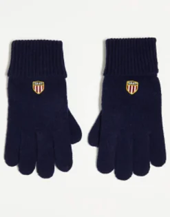 Gloves*Gant Wool Gloves In Navy With Shield Logo Evening Blue