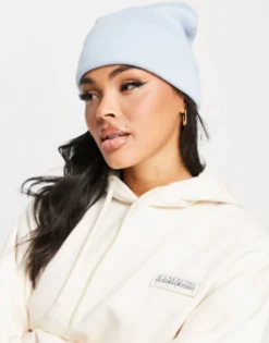 Hats*Glamorous Exclusive Ribbed Turn Up Beanie In Blue