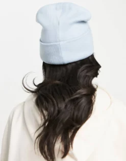 Hats*Glamorous Exclusive Ribbed Turn Up Beanie In Blue