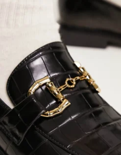 Loafers*Glamorous Horsebit Loafers In Black Croc