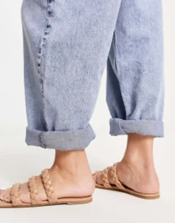 Flat Sandals*Glamorous Wide Fit Braided Flat Sandals In Tan