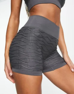 Shorts*HIIT Wbseamless Textured Long Sleeve Crop Top, Bralet, Booty Short And Legging