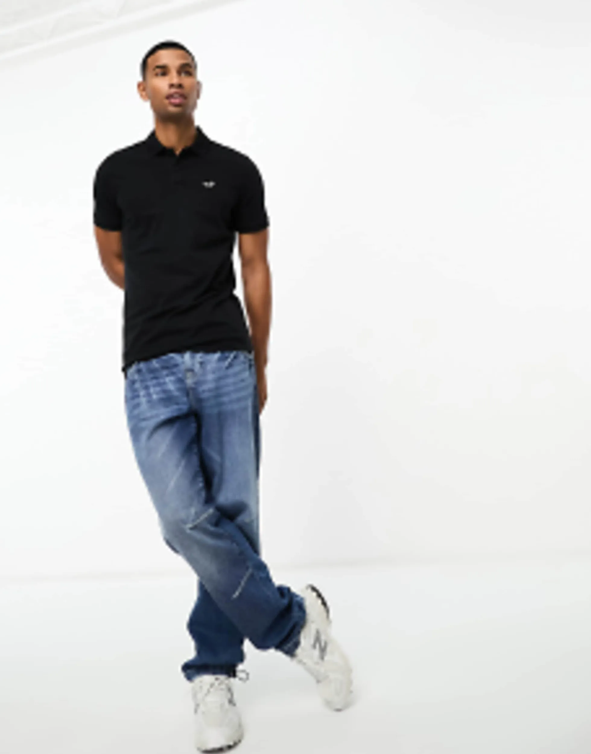 Polo Shirts*Hollister Icon Logo Pique Polo In Black