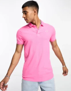 Polo Shirts*Hollister Icon Logo Pique Polo In Pink