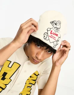 Beanies*HUF Bad News Beanie In With Bear Embroidery White