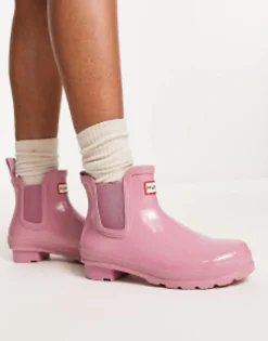 Chelsea Boots*Hunter Original Chelsea Gloss Boots In Pink