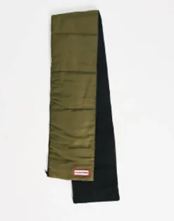 Scarves*Hunter Quilted Zip Front Scarf With Pockets In Khaki