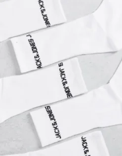 Socks*Jack & Jones 5 Pack Logo Sports Socks In White