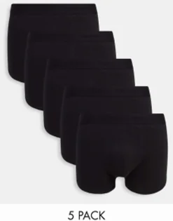 Underwear*Jack & Jones 5 Pack Trunks In Black