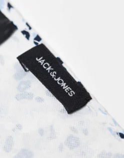 Ties*Jack & Jones Beige Print Pocket Square White Pepper