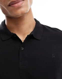 Polo Shirts*Jack & Jones Essentials Slim Fit Pique Logo Polo In Black