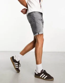 Shorts*Jack & Jones Intelligence Denim Shorts In Slim Fit In Grey Grey Denim