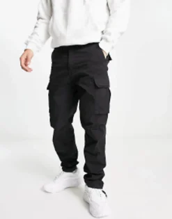 Trousers & Chinos*Jack & Jones Intelligence Loose Fit Washed Cargo Trouser In Black