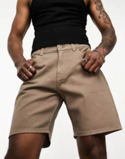 Shorts*Jack & Jones Intelligence Relaxed Fit Twill Short In Washed Brown Falcon