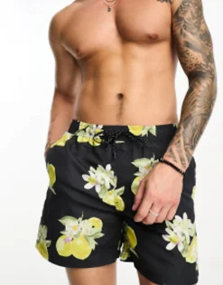 Swimwear*Jack & Jones Intelligence Swim Shorts In Lemon Print Tap Shoe