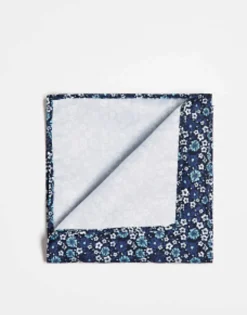 Ties*Jack & Jones Navy Floral Pocket Square Navy Blazer