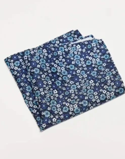 Ties*Jack & Jones Navy Floral Pocket Square Navy Blazer