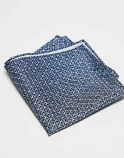 Ties*Jack & Jones Navy Print Pocket Square Dark Navy
