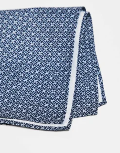 Ties*Jack & Jones Navy Print Pocket Square Dark Navy