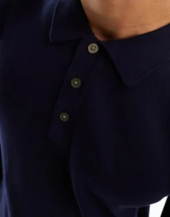 Polo Shirts*Jack & Jones Premium Knitted Long Sleeve Polo In Navy Maritime Blue