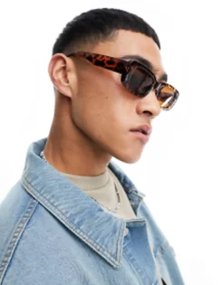 Sunglasses*Jack & Jones Retro Rectangle Sunglasses In Leopard Print With Brown Lens Brown Stone
