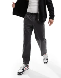 Trousers & Chinos*Jack & Jones Wide Fit Trouser With Elasticated Waist In Grey Asphalt
