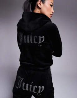 Tracksuits & Joggers*Juicy Couture Velour Straight Leg Joggers And Hoodie Co-Ord In Black