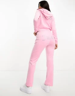 Tracksuits & Joggers*Juicy Couture Velour Straight Leg Joggers And Hoodie Co-Ord In Pink