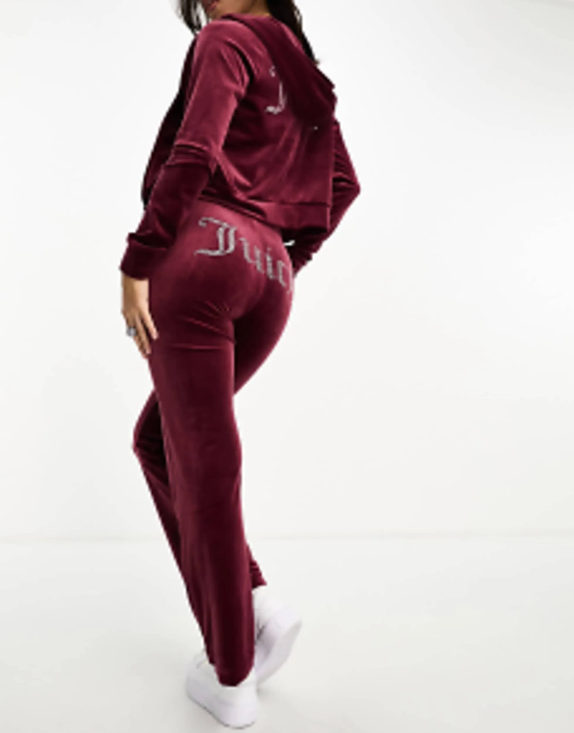 Tracksuits & Joggers*Juicy Couture Velour Straight Leg Joggers And Hoodie Co-Ord In Burgundy