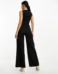 Suits & Tailoring*Kaiia Sleeveless Wide Leg Waistcoat Jumpsuit In Black