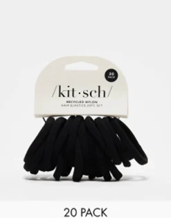 Hair Accessories*Kitsch Nylon Elastics 20Pc Set Black